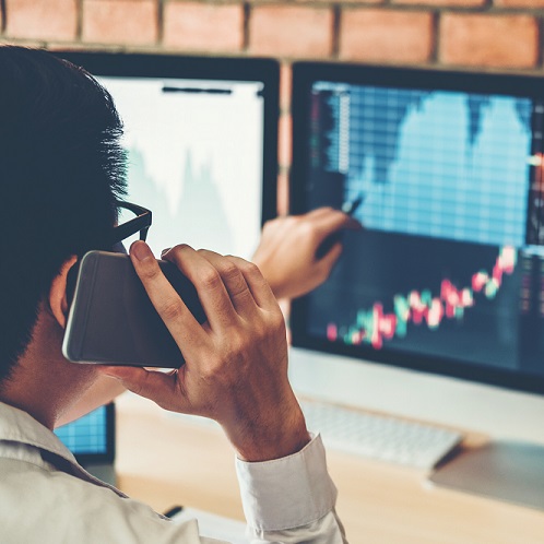 Japanese trader at the stock market